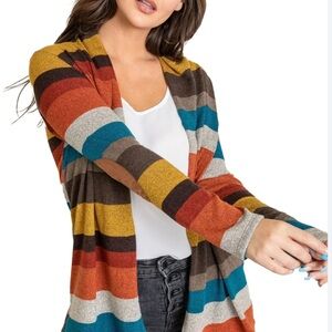 Colorful Striped Women's Cardigan by - Ecowish